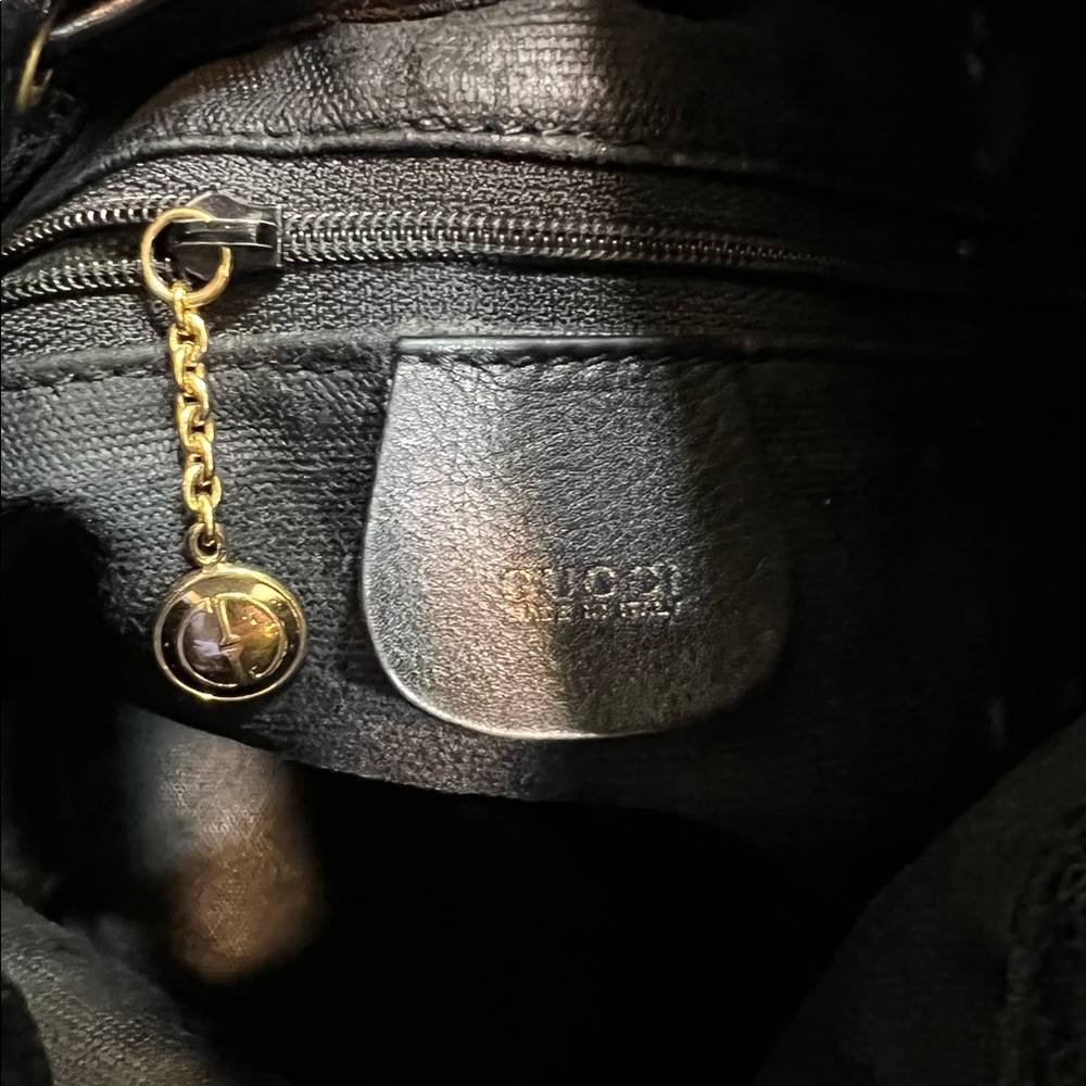 Gucci medium black leather tapestry bucket elegant shoulder bag/RARE - Picture 15 of 15